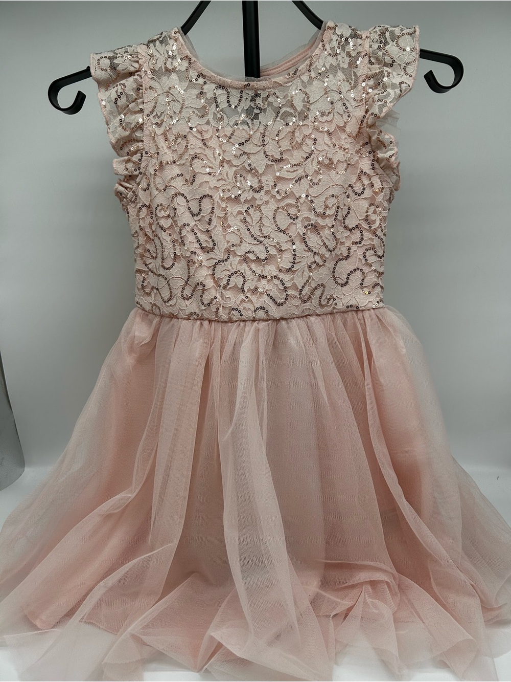 Cat & Jack Blush Pink Sequin Lace Tulle Party Dress M (7/8)